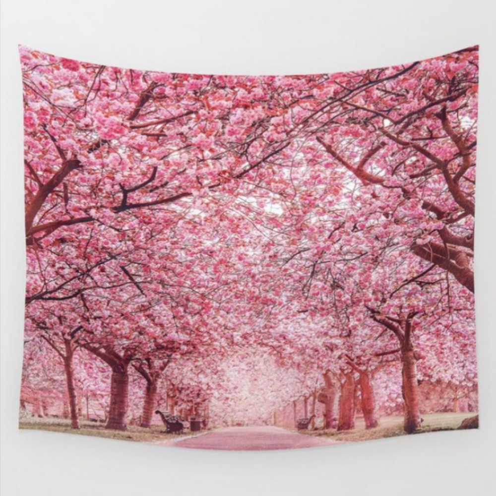 Pink Cherry Blossom Tree Tapestry